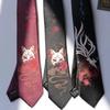[AiO JAPAN] Necktie, Japanese Pattern, Black Nine-Tailed Fox, Gift, Small Gift, Present