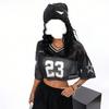 Maglia da Calcio da Donna con Scollo a V a Maniche Corte, Vestibilità Larga, in Rete, Stampa di Numeri e Lettere, T-shirt Oversize, Streetwear Y2K, Top Sportivo Casual Estivo