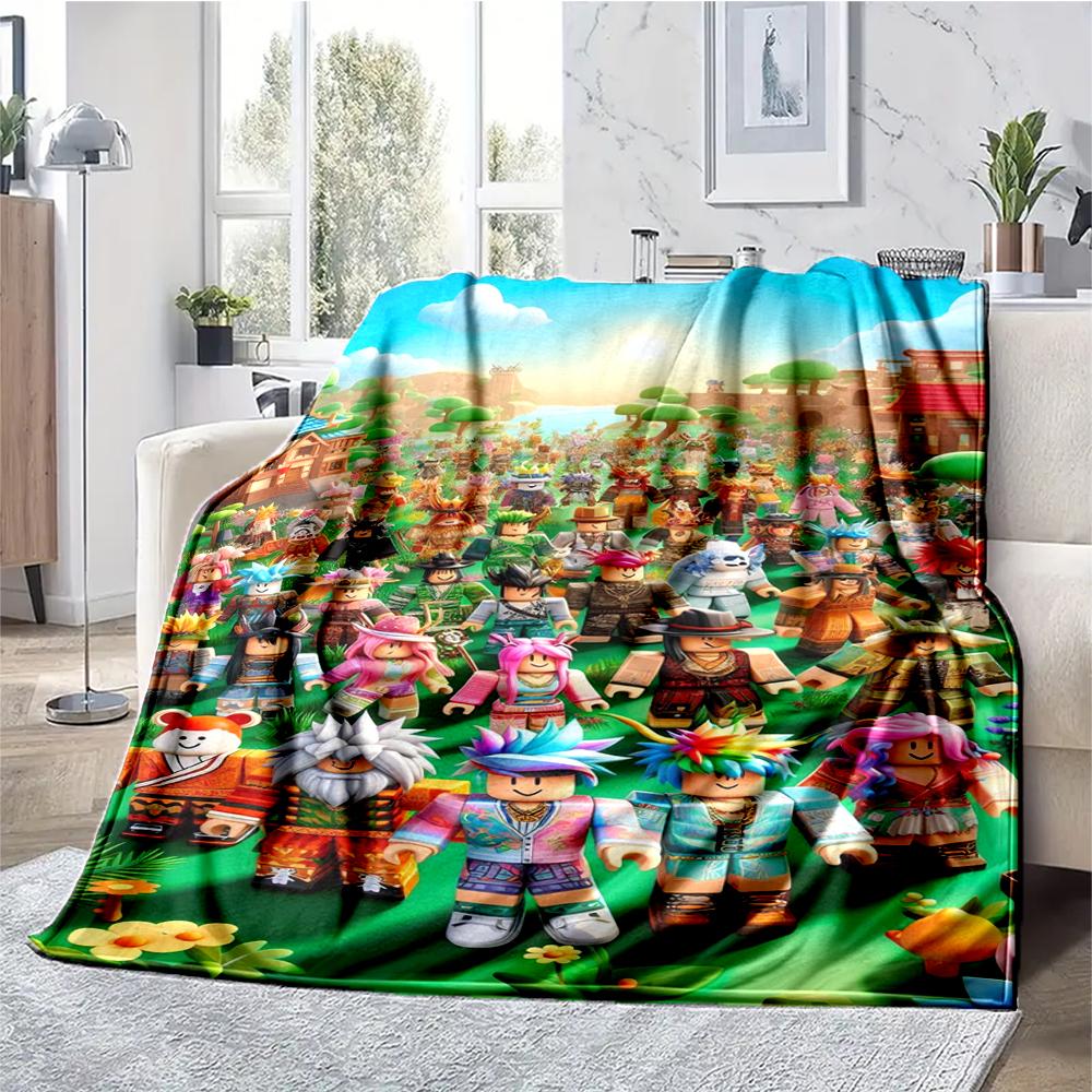 Roblox Theme Printed Blanket - Perfect for Couch, Bed, Travel & Outdoor Use | Machine Washable, Cozy & Durable.