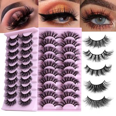 10 Pairs Of False Eyelashes, Naturally Thick And Messy, Curled And Fried Eyelashes