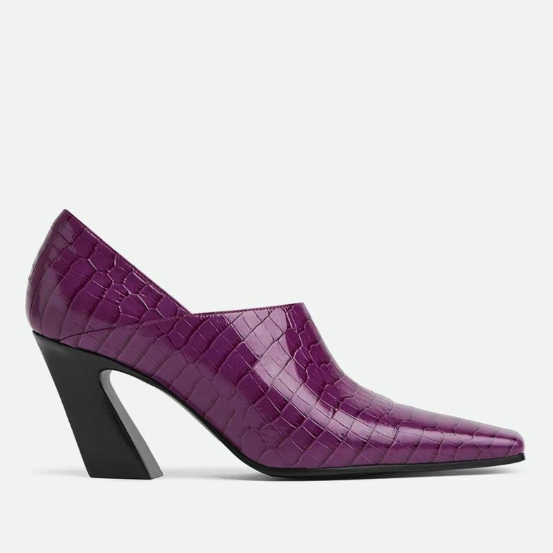 Fashion European American Stone Patterned Thick Heel Square Toe High-heeled Shoes Fashion Runway Commuting Casual Women Single Shoes 42