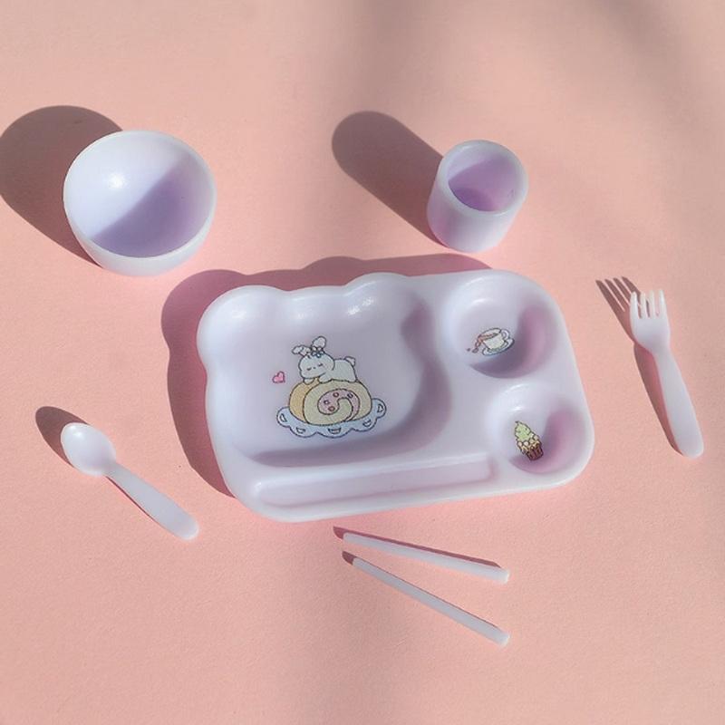 

1 комплект кукольного домика, имитация мини-набора столовых приборов, детская модель кукольного домика, аксессуары для ролевых игр, игрушки фиолетовый