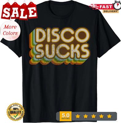 Vintage Disco Sucks Retro Anni '70 Musica da Ballo, Maglietta Distressed