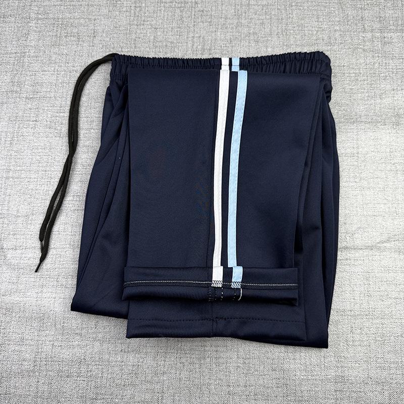 Unisex Blue Striped School Uniform Pants - Lightweight, Loose Straight-Leg Design for Spring and Summer