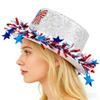 Patriotic Women s Fourth of July Sequin Top Hat with Stars and Stripes - Red White and Blue Party Accessory for Independence
