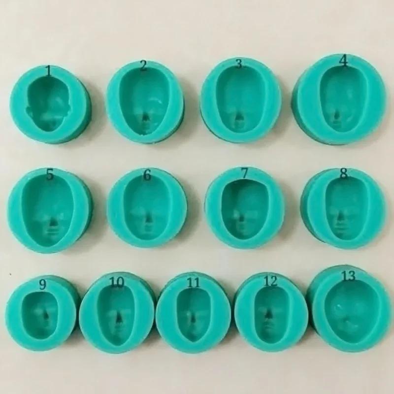 

13 Стилей/Набор 3D Куклы Лицо Силиконовая Форма Губка Мастика Торт Шоколад Инструмент для выпечки Форма Лицо Младенца Оптом