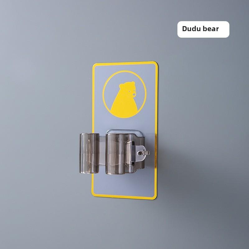 Adhesive Mop and Broom Holder, Wall Mounted Mop Organizer, Punch-Free Broom Gripper for Bathroom, Kitchen Storage