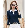 Autumn Winter Women's Long Sleeve T-Shirt Lapel Collar Casual Top