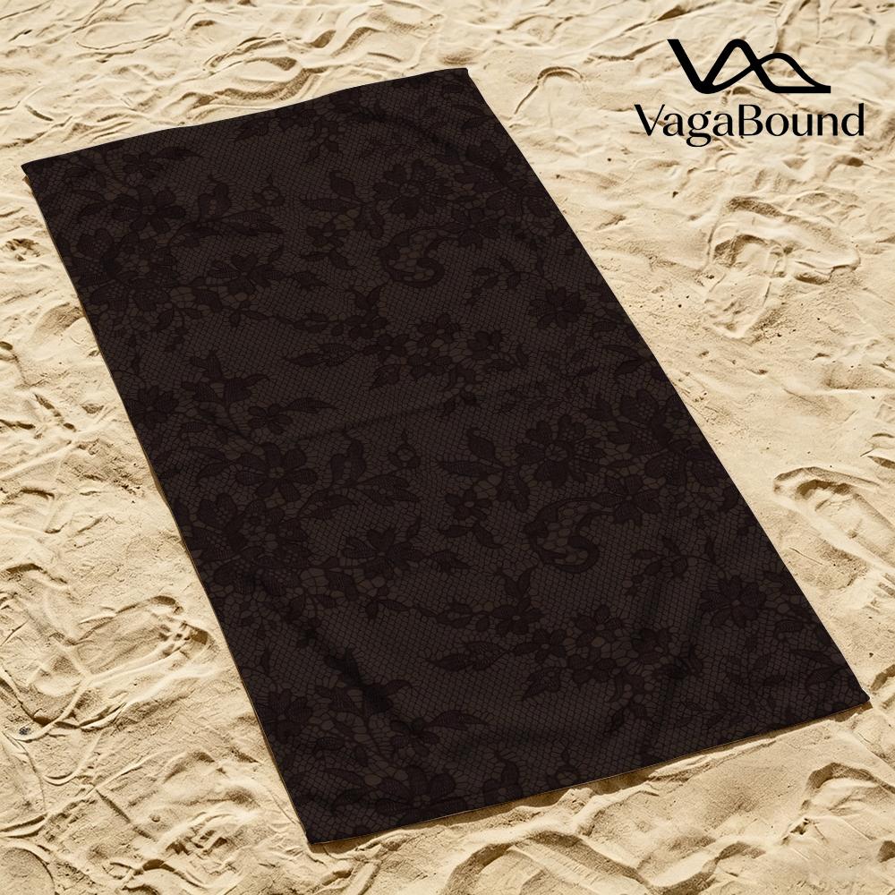 Dark Brown Lace Beach Towel Cartoon Quick Dry Microfiber Bath Towel for Swimming Surfing Camping Unisex Holiday