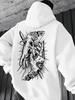 Vintage black line sketch weird hand totem artwork printed men hip hop sports hoodie casual drop shoulder long sleeve hooded top