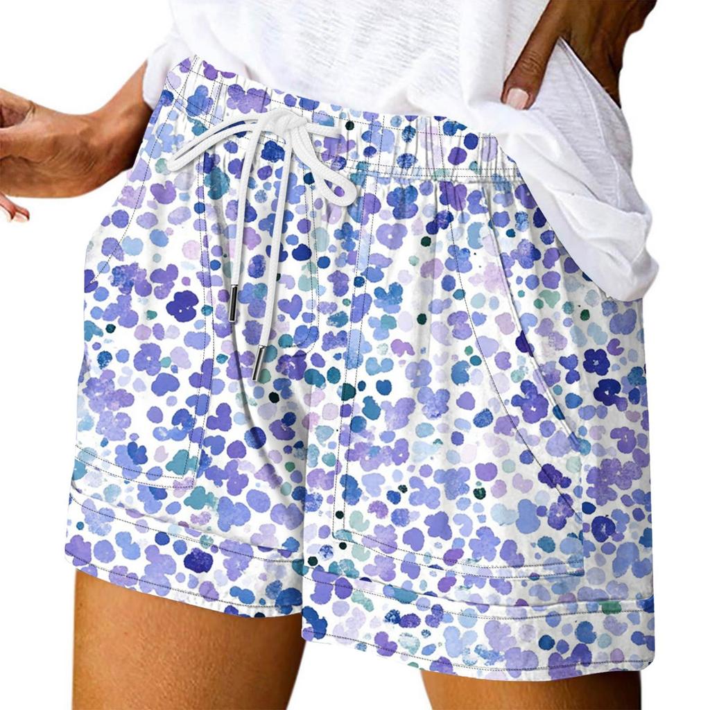 Damen Casual Sommer Elastische Strandshorts Print Casual Shorts