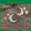 Moon Gold Color Opal Star Stud Earring Delicate Cubic Zirconia Minimalist Earrings For Women Jewelry