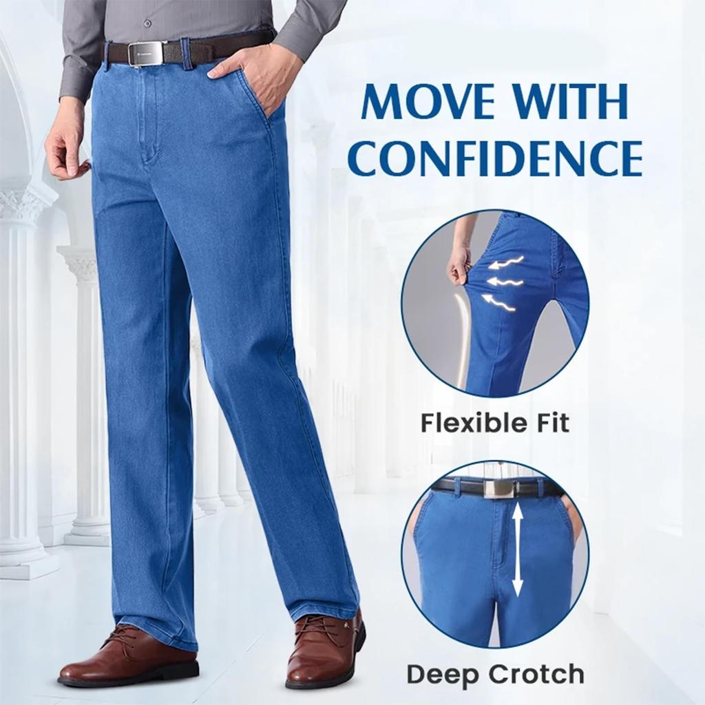 Klassische gerade schmale Stretch-Jeans für ältere Männer