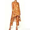 Summer new sunset seascape floral print irregular lapel long-sleeved shirt nine-point pants women's casual suit