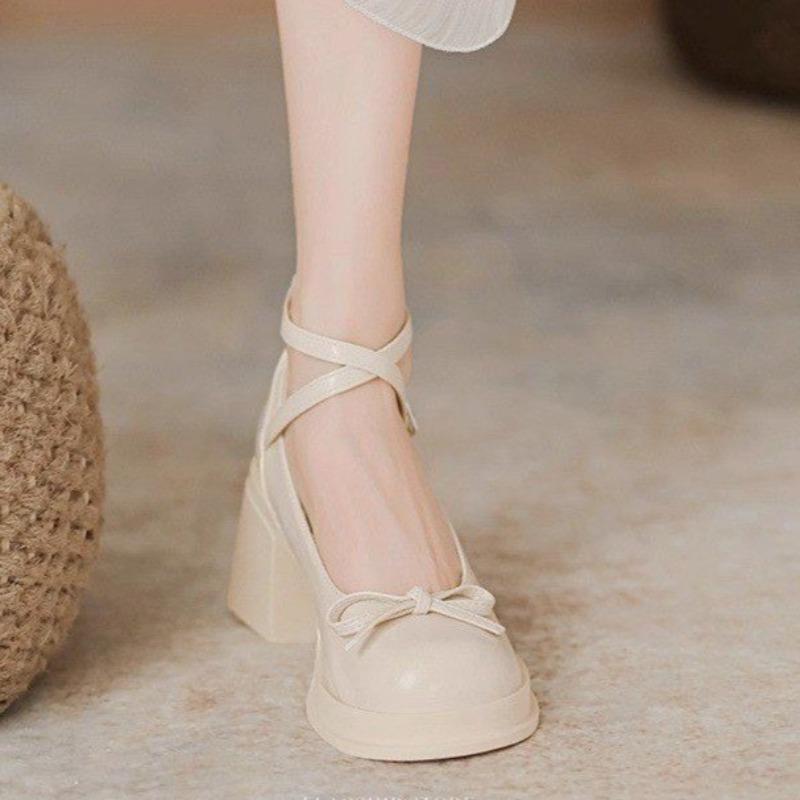 Fashion Bow High Heels Women Shoes Fad Elegent Heeled Mary Janes Shoes Designer Classical Woman Sandals 2025 Summer Pumps New Sandalias