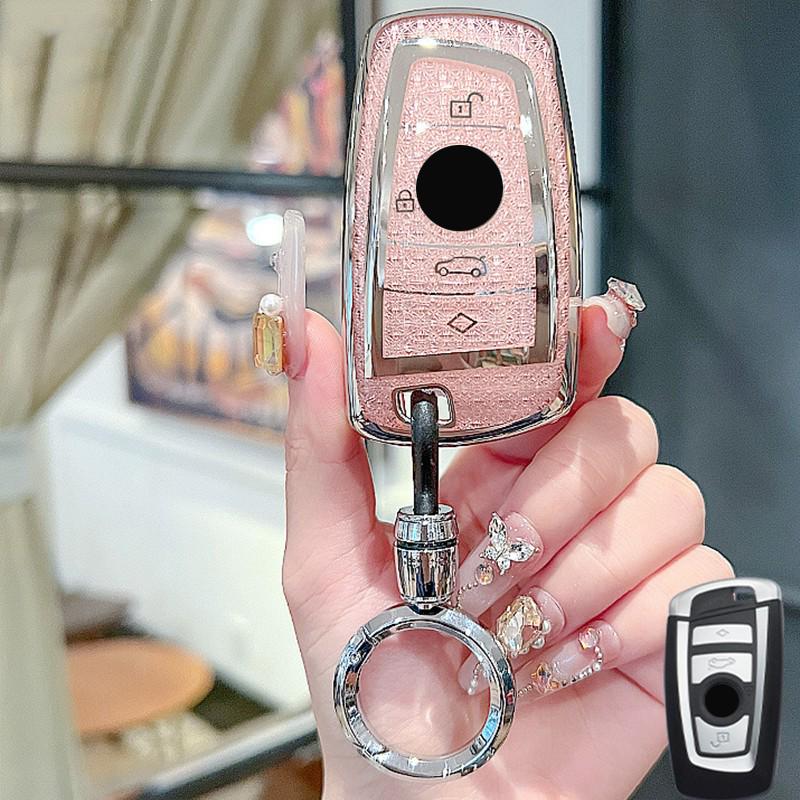 Diamond Pink Style TPU For Bmw F20 F30 G20 F31 F34 F10 G30 F11 X3 F25 X4 I3 M3 M4 1 3 5 Series Car Key Case Cover Fob Keychain