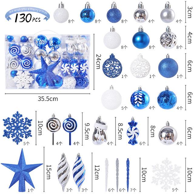 

130pcs/set Plastic Christmas Ball Tree Hanging Ornaments Christmas Ball Decor for Xmas Tree Home Decor Factory Wholesale Box