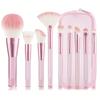 9Pcs Transparent makeup brushes set, blush brush, grooming brush, eyeshadow brush, loose powder brush, beauty tool with mesh bag