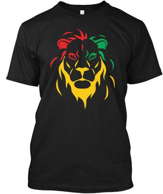 Rastafari Reggae Löwe Rot Gelb Grün T-Shirt Hergestellt in den USA Größe S bis 5XL