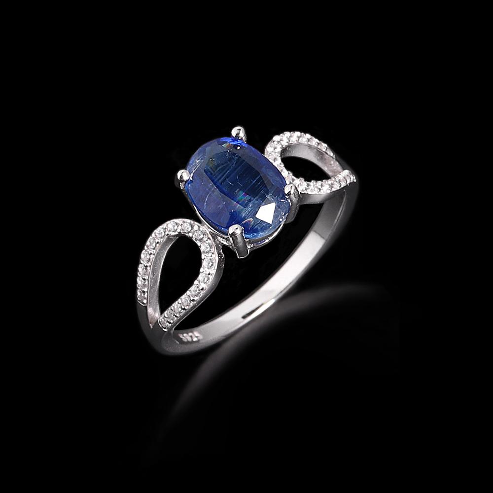 

Простое кольцо из стерлингового серебра 925 пробы с натуральным овальным драгоценным камнем кианитом синего цвета 7*9 мм. Изысканные украшения для женщин, подарки на свадьбу и банкет. US RING SIZE:9# синий