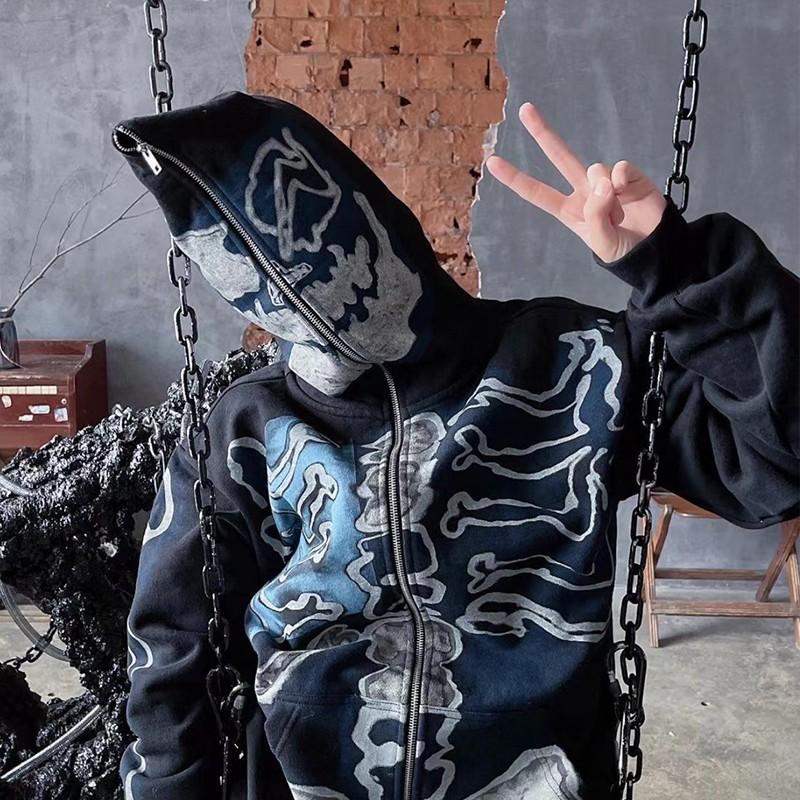 Travis Scott X Hiroshi Fujiwara Skull Graphic Hooded Oversized Sweatshirt Men Women