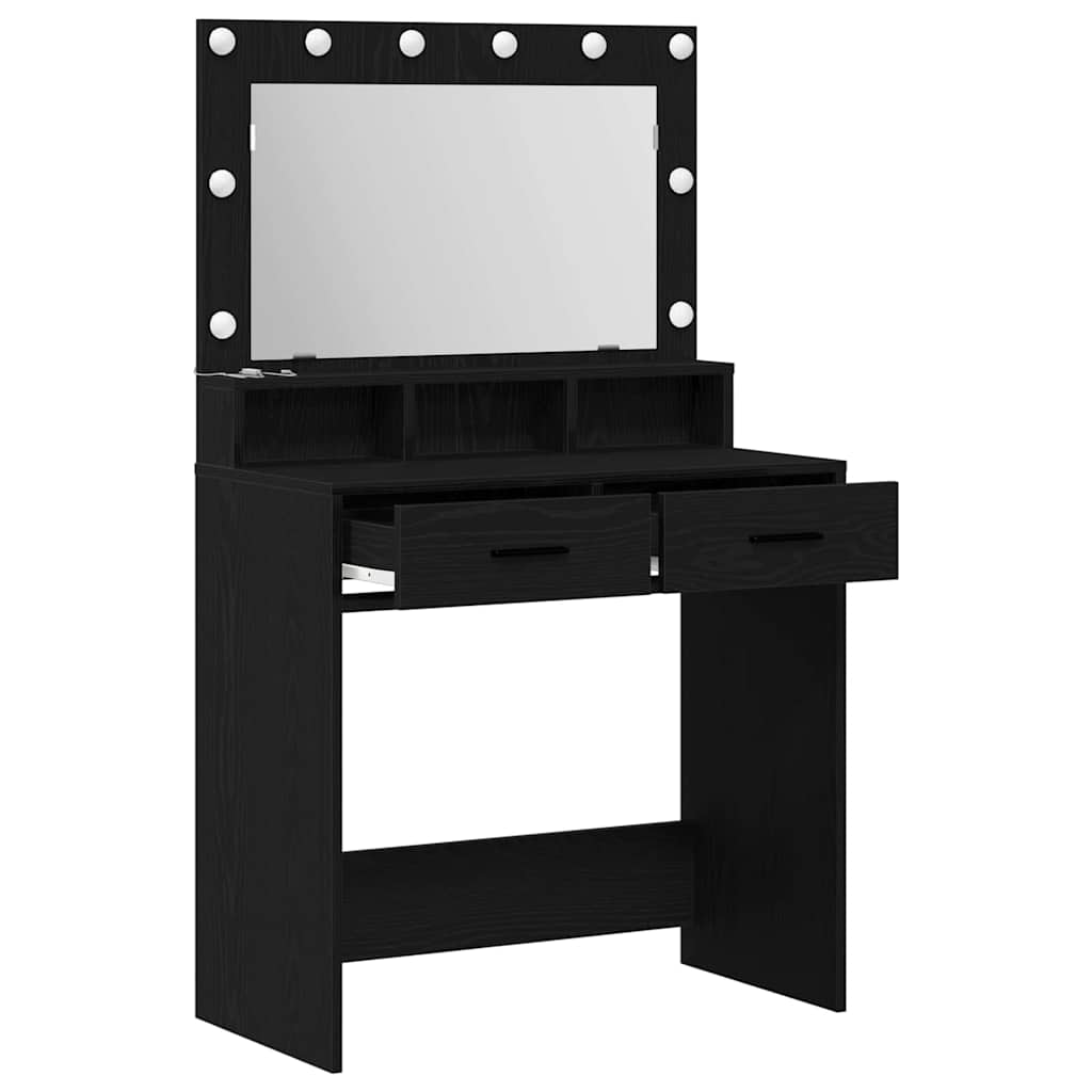 Makeup Table with Shelf Black Oak Effect 79 x 41 x 135 cm