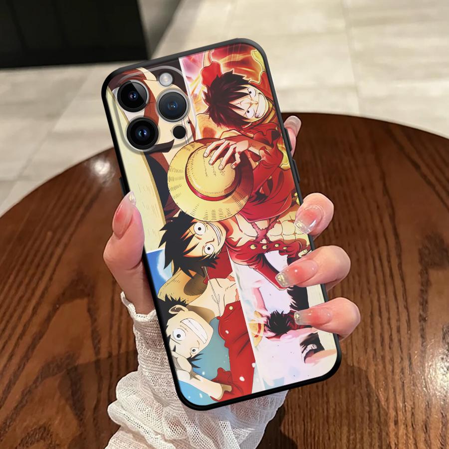 One Piece Luffy Anime Black Soft Phone Cover Case for iPhone XR 7 8 13 12 11 17 Pro Max 15 16 14 Plus XS Max 17Air
