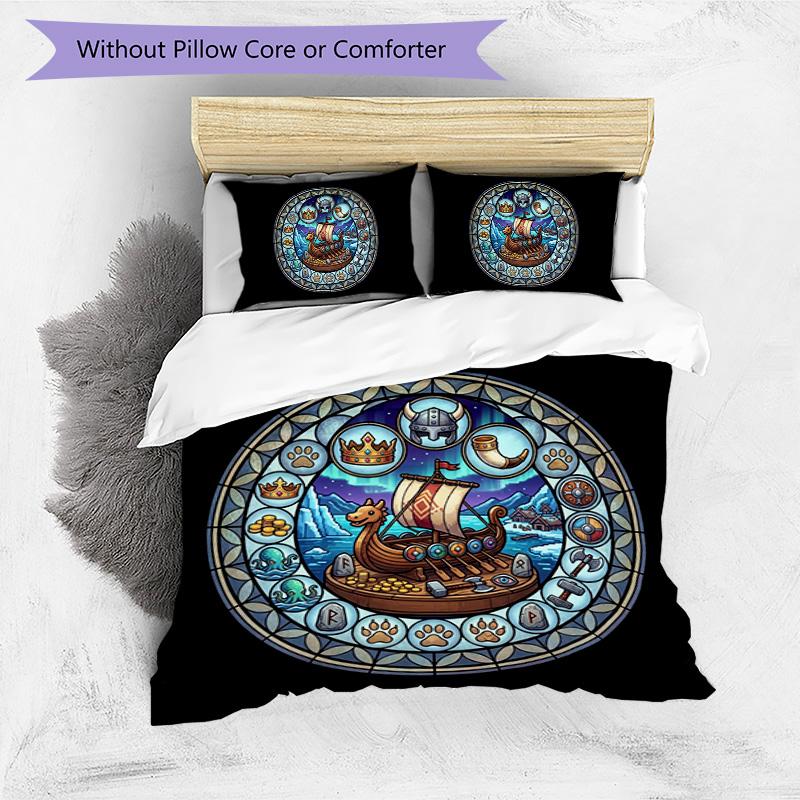 Ship Legend Pattern Bedding,Quilt Set Quilt Cover Pillowcase Home Birthday Gift (1*duvet cover+2*pillowcase,without core)