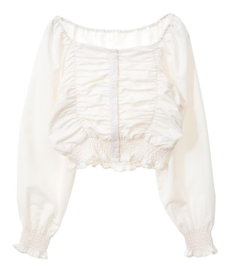 

Music Casual peach shirred blouse for [Earth & Ecology] women, off-white