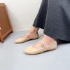 Johnature Handmade Genuine Leather Women's Shoes Retro Round Toe Soft Soled Belt Buckle Flat Shoes