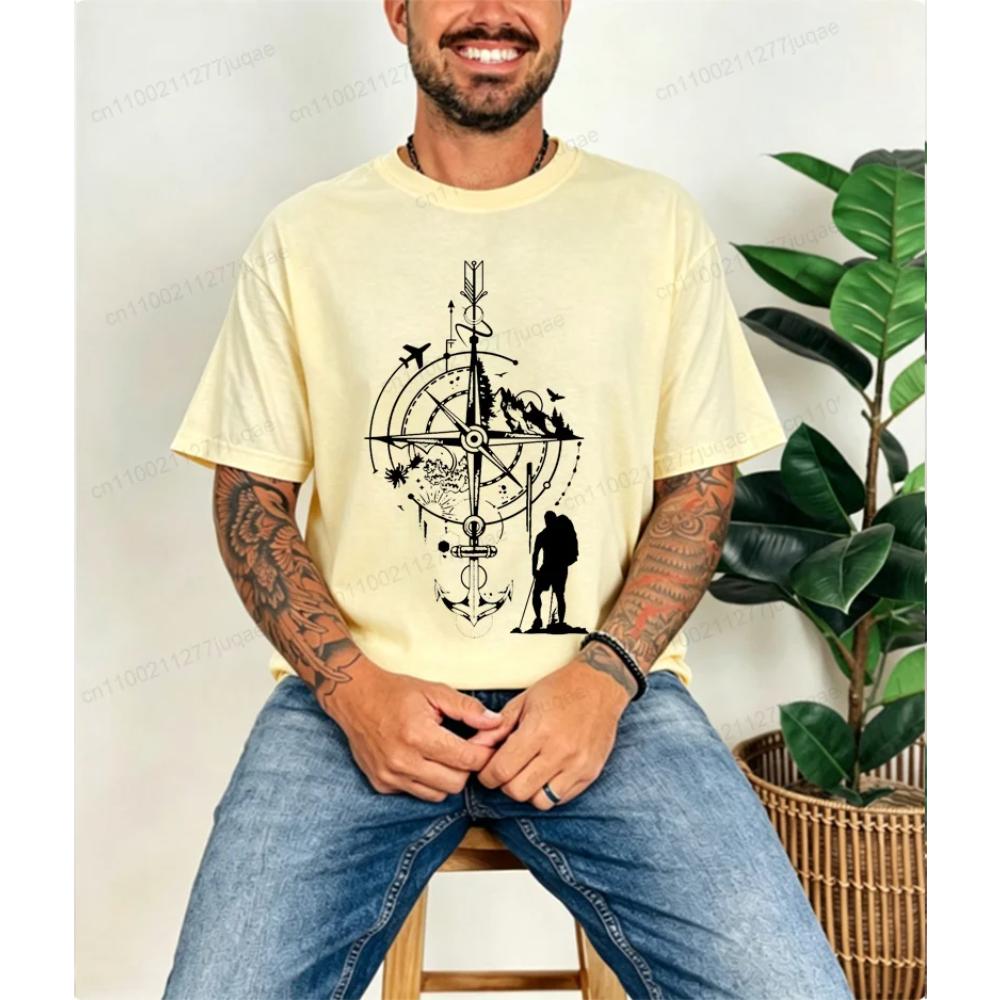 Herren bedrucktes Baumwoll-Oberteil Modisch Vielseitig Kurzarm Bequem Einfache T-Shirts Herren