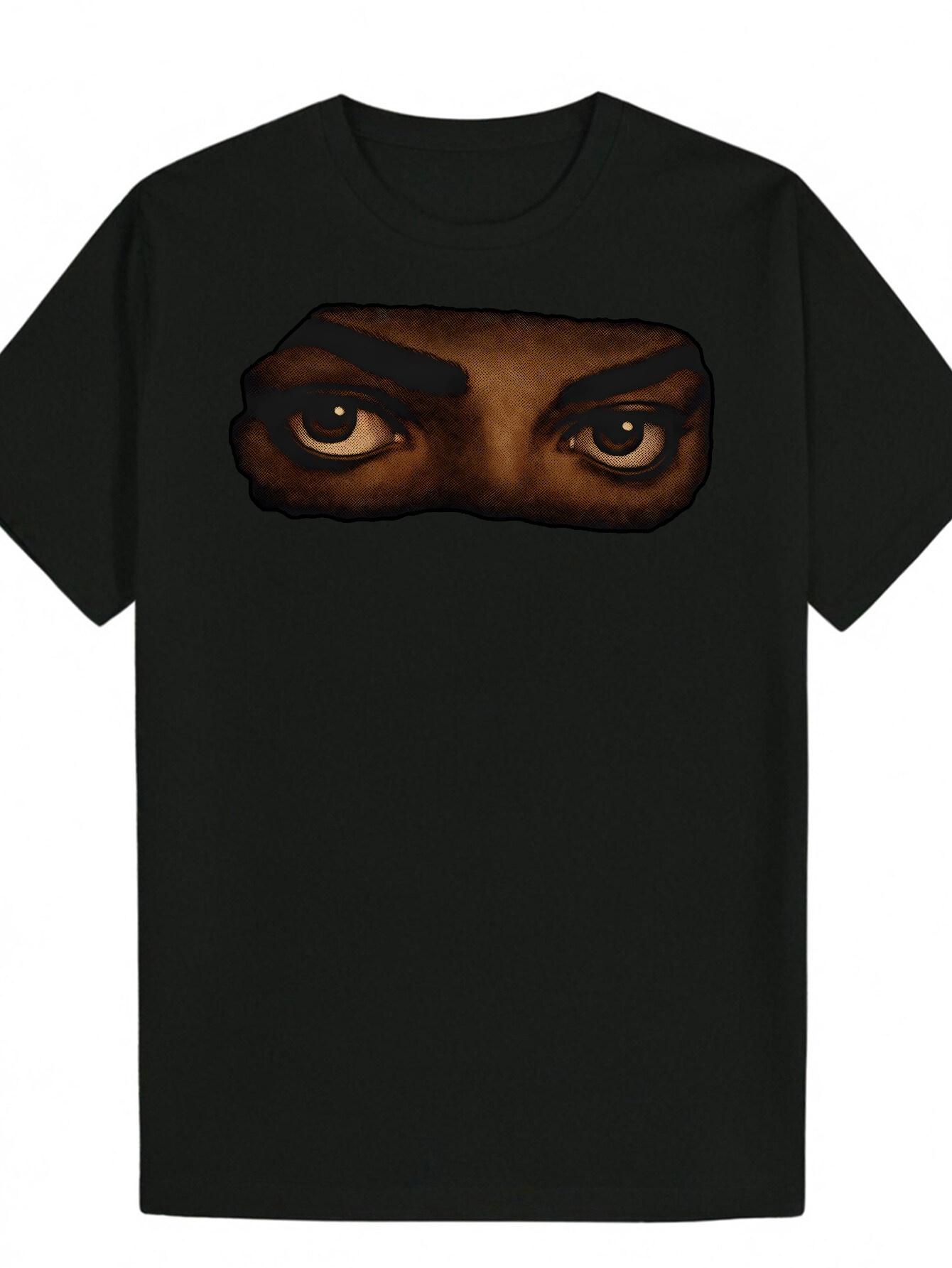 Crew Neck T-shirt - Stylish Polyester Portrait Print XL