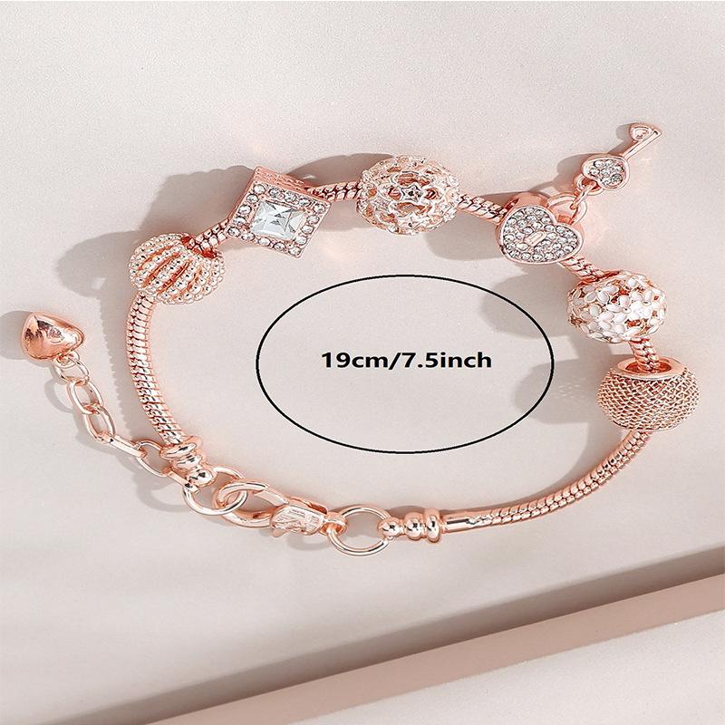 Kit de Fazer Pulseiras com Contas DIY Com Chaveiro de Coração Esmaltado e Pingente de Colar com Strass Artesanato