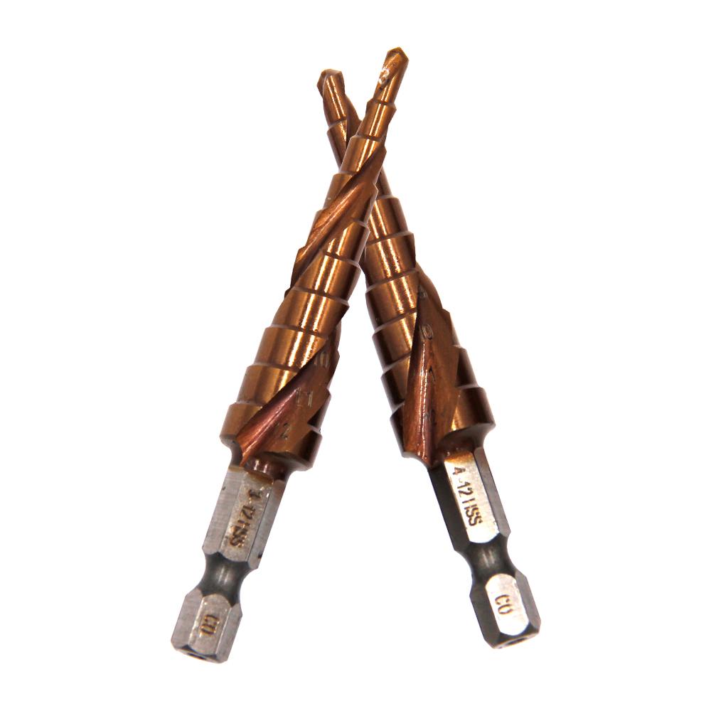 M35 Cobalt Containing Hexagonal Spiral Step Drill Stainless Steel Tapping 3-12/4-12mm Pagoda Drill Cutting Tool Drill Bit Tool