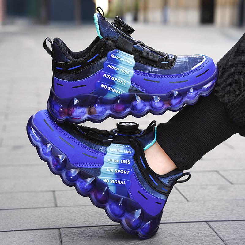 28-38 Children's Pink Leather Waterproof Rotation Buttons Sports Shoes Boys Basketball Sports Shoes Girl Sports Shoes