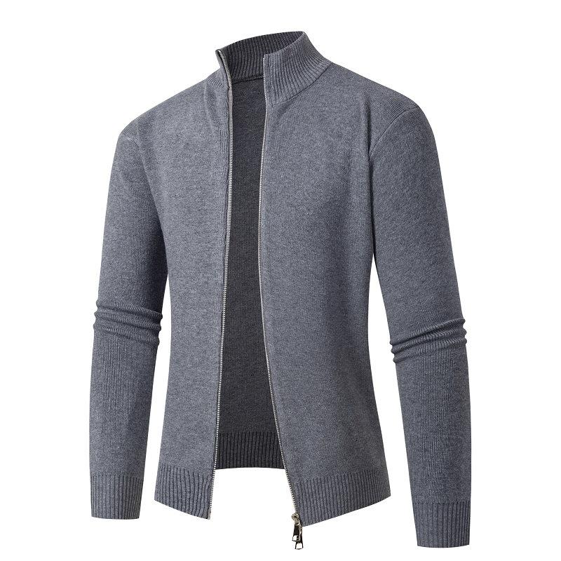 Nový podzimní a zimní pánský svetr se stojáčkem na zip, kardiganový svetr, zahuštěná pánská svetr-bunda