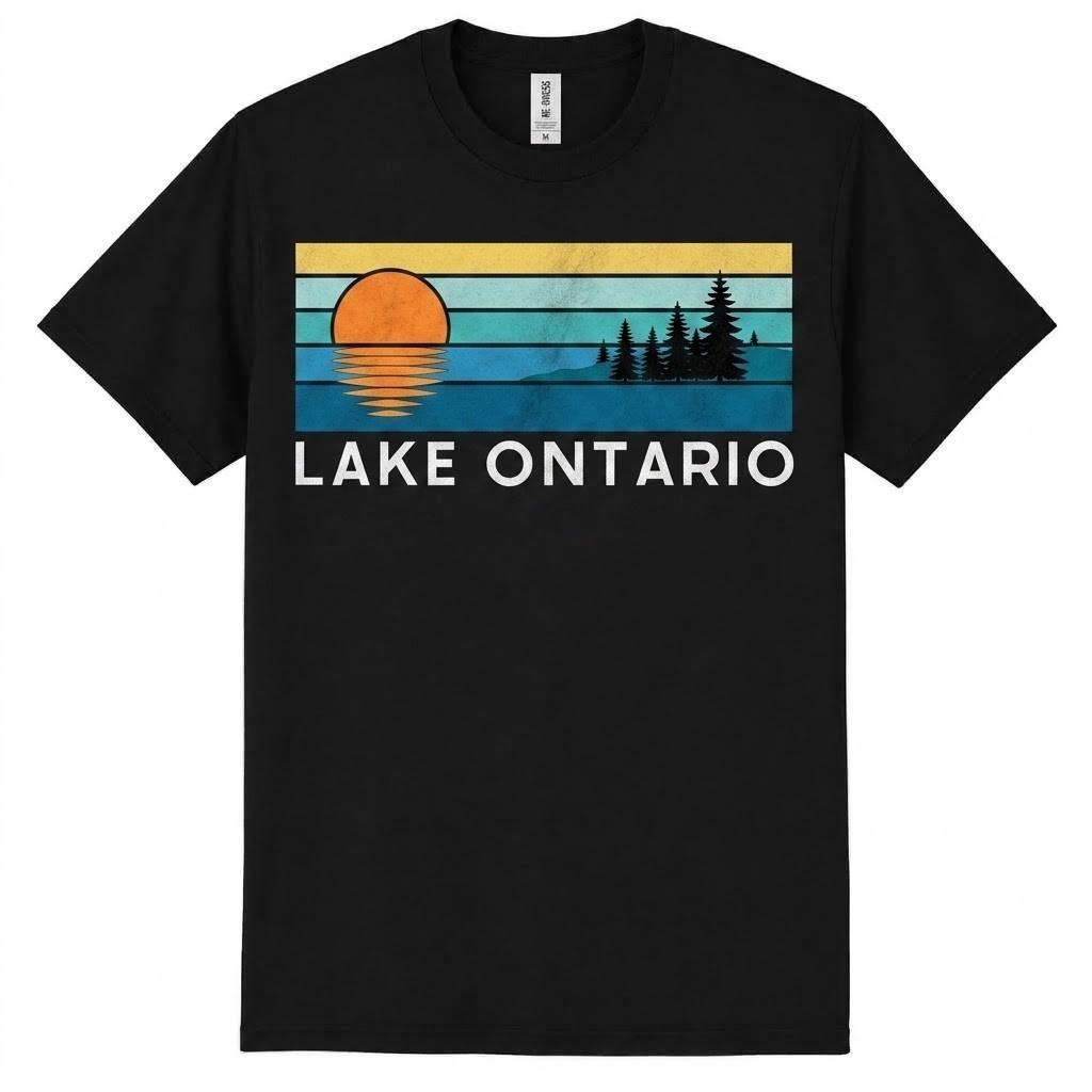 Retro Lake Ontario T Shirt Vintage Great Lakes Sunset Graphic Tee