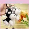 Fluffy Gray And Black Schnauzer Plush Keyring Cute Little Gift For Any Occasion