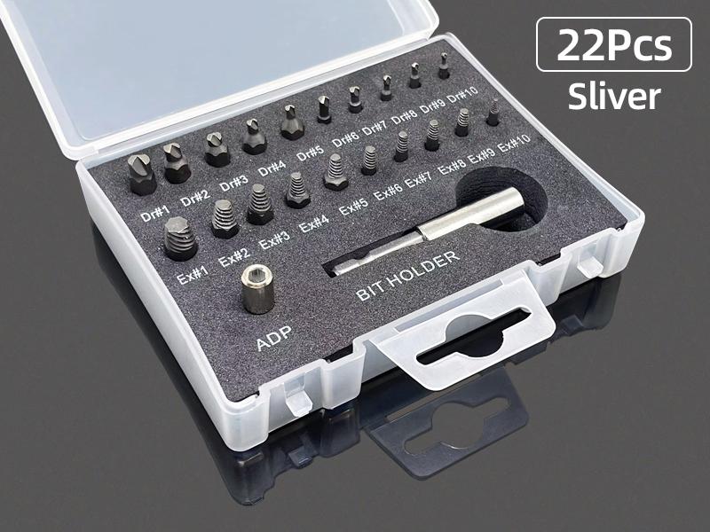 

22-Piece Extractor Screwdriver & Remover Tool Set - Durable High-Performance for Stripped/Broken Screws, Bolts, Studs