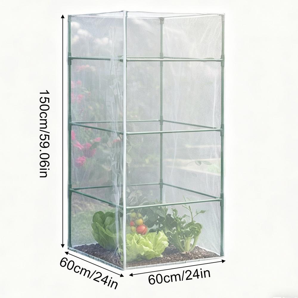Plant Mesh Netting Zipper Foldable Square 24x24x59 Inch Garden Plant Netting Barrier for Garden Raised Beds Vegetables Flowers