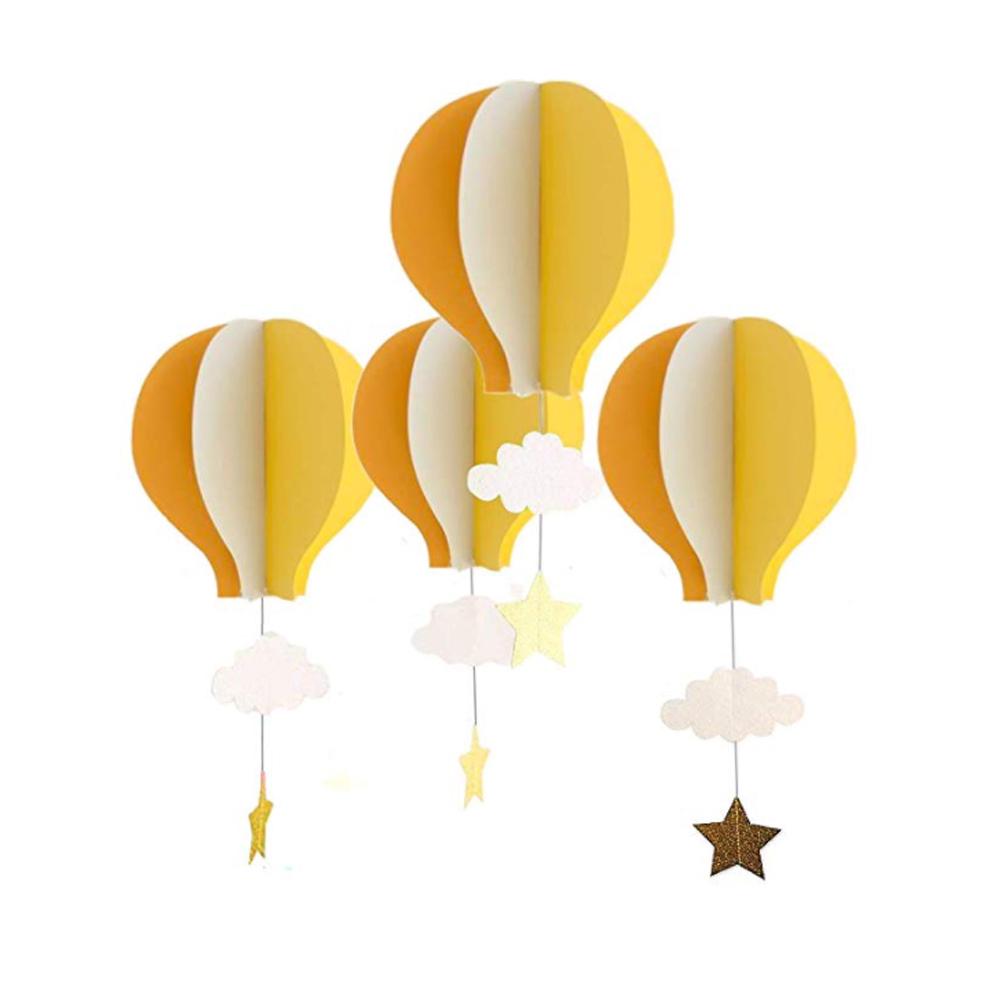 4pcs Colorful Hot Air Balloon Hanging Decoration Hanging 3D Hot Air Balloon with Star and Cloud Nursery Room for Home Baby