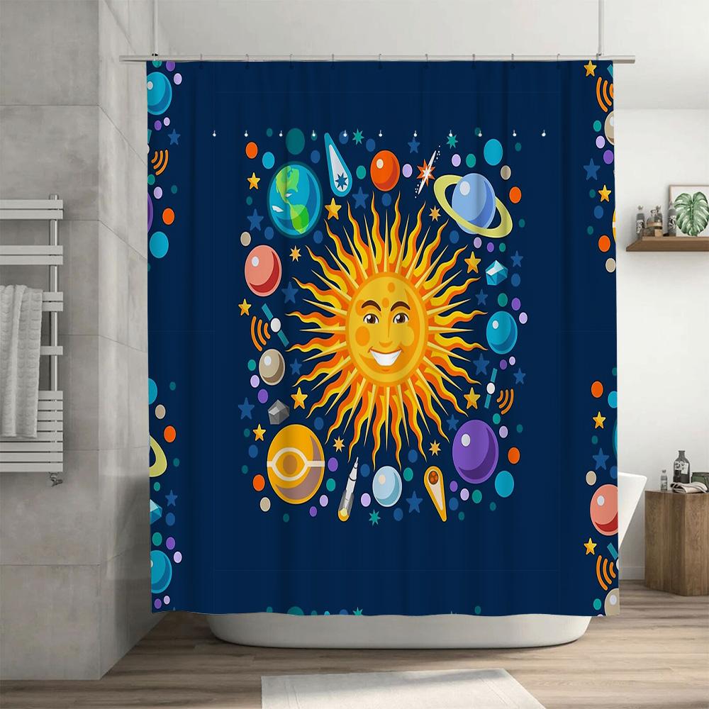 Galaxy Shower Curtain Space Universe Starry Sky Pattern Bathroom Decor Home Fabric