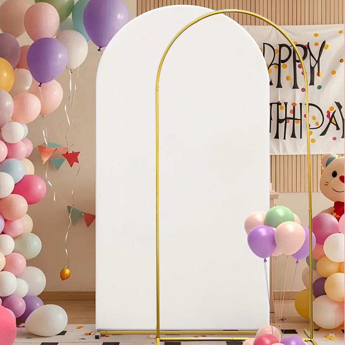Golden Wrought Iron Arch Stand with Cloth Cover for Party, Festival, or Wedding Decoration Background 120*50cm (3.9*1.6ft)