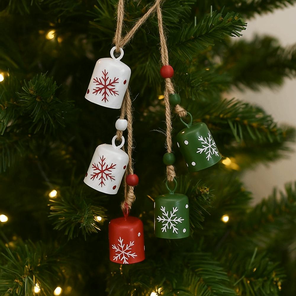 Snowflake Christmas Tree Bells String Vintage Creative Bells Pendant  Christmas Decoration