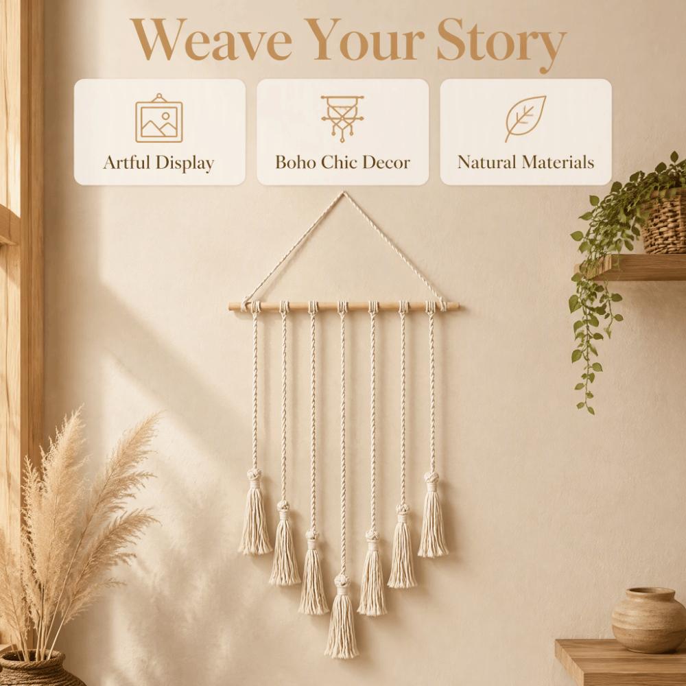 25.59 X 15.75 In Macrame Wall Hanging 25 Wood Clips Boho Wall Decor Bedroom