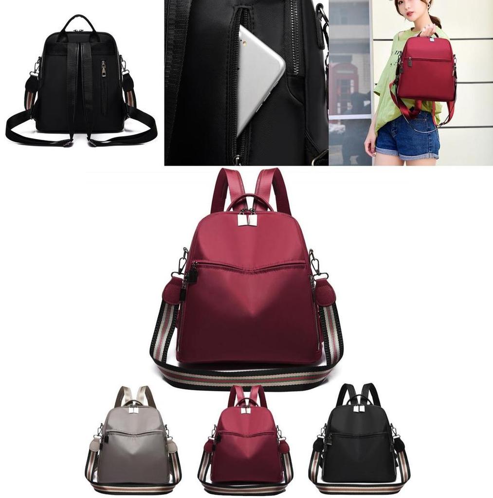 Pure Color Multipurpose Oxford Cloth Backpack For Women With Adjustable Straps