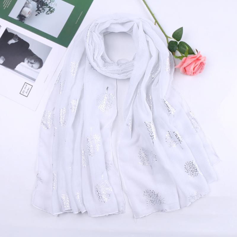 Glitter Silver Tree Scarf Women Luxury TR Cotton Shimmer Hijab Large Size Shiny Shawl Scarves Muslim Hijab Islamic Headscarf
