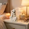 Compact Ghost Statue for Home 3D Printed Halloween Figurine, Cute Chin-Resting Spooky Desk Decor, White Black Figures Funny Ornament Party And