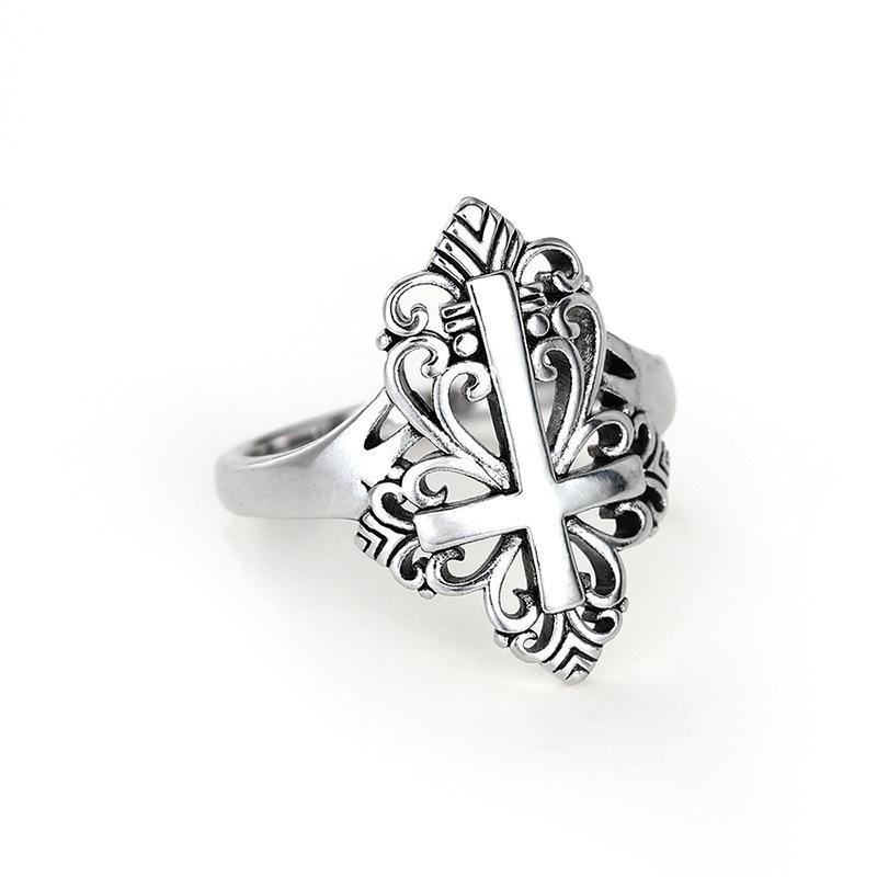 Huitan Fashion Cross Ring Female Party Accessories with Hollow-out Design Lady Matel Silver Color Finger Jewelry for AnniversaryGood product