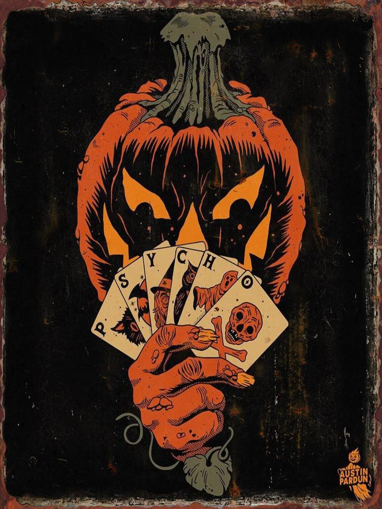 Halloween-Horror-Kürbislaternen-Metallschilder mit Hexenmuster, Wanddeko-Plaketten für Wohnzimmer, Festivaldekoration